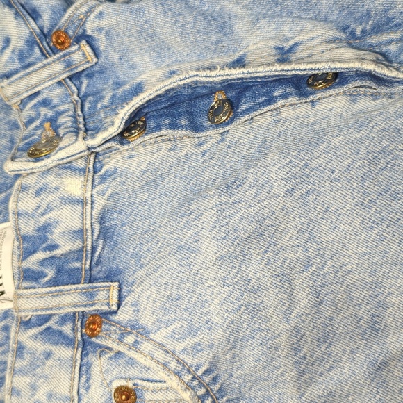 Zara Micro Denim Shorts High Waist Button Fly 100% Cotton Fray Hem Women Size 12 - Picture 6 of 6